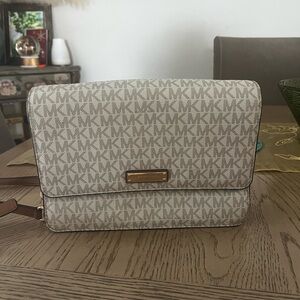 Michael Kors Beige Monogram Crossbody Bag